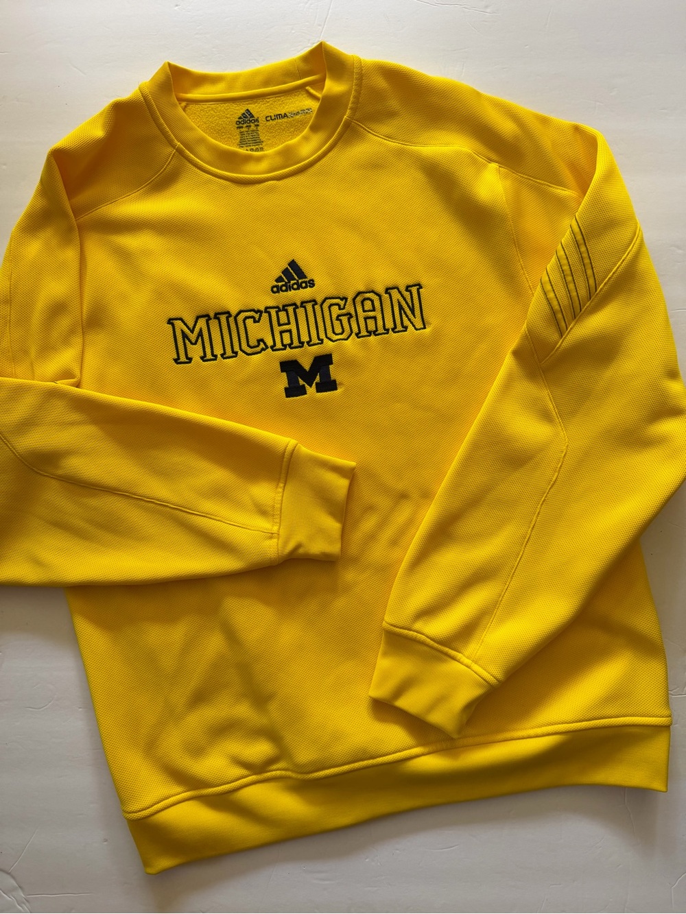adidas Men's Michigan Crewneck Sweatshirt - Yellow with Logo Size L